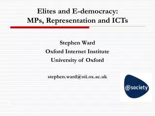 Elites and E-democracy: MPs, Representation and ICTs