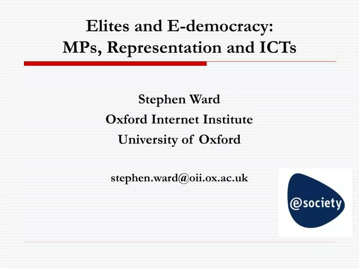 elites and e democracy mps representation and icts