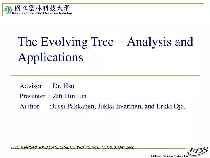 the evolving tree analysis and applications