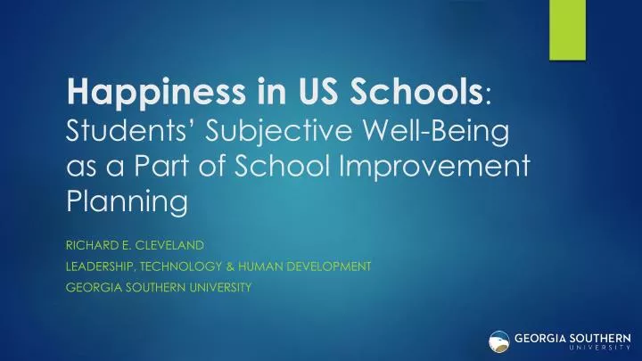 happiness in us schools students subjective well being as a part of school improvement planning