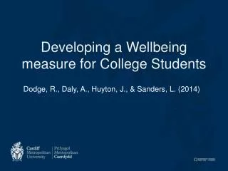 Developing a Wellbeing measure for College Students