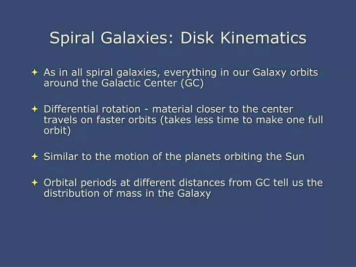 spiral galaxies disk kinematics