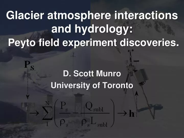 glacier atmosphere interactions and hydrology peyto field experiment discoveries