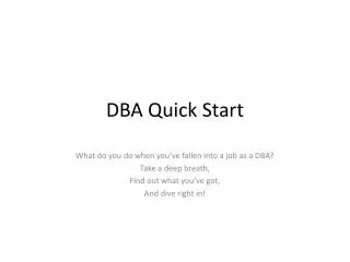 DBA Quick Start