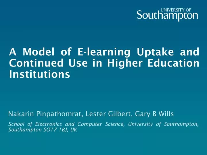 a model of e learning uptake and continued use in higher education institutions
