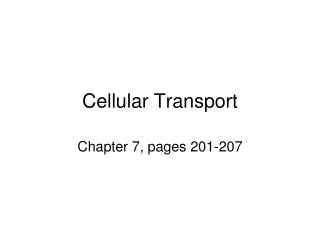 Cellular Transport