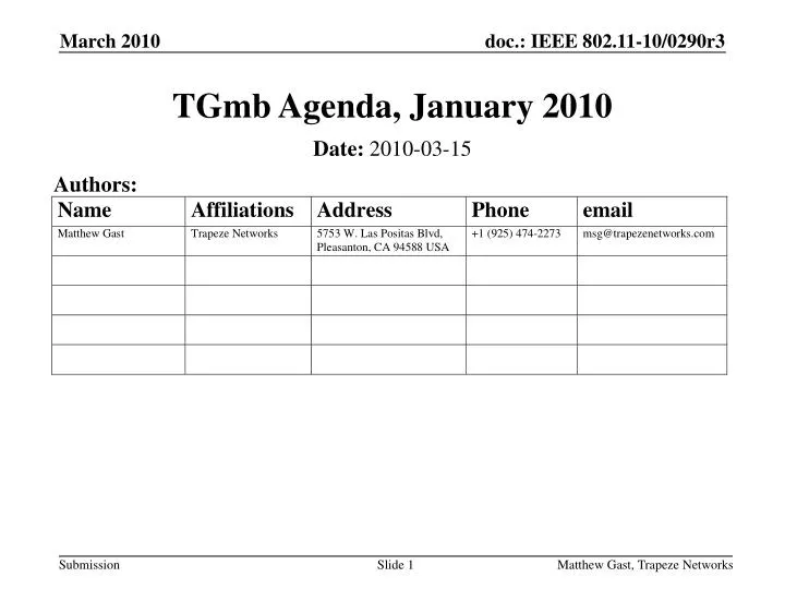 tgmb agenda january 2010