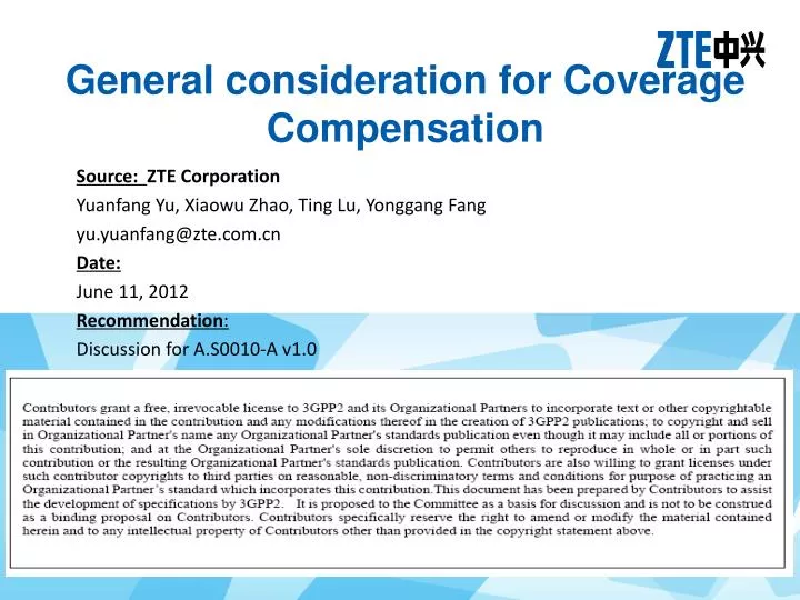general consideration for coverage compensation