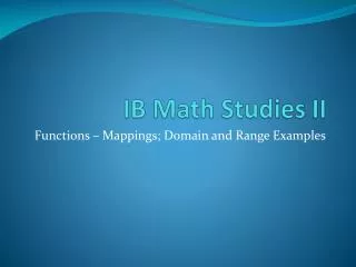 IB Math Studies II