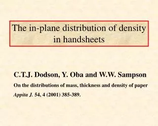 The in-plane distribution of density in handsheets