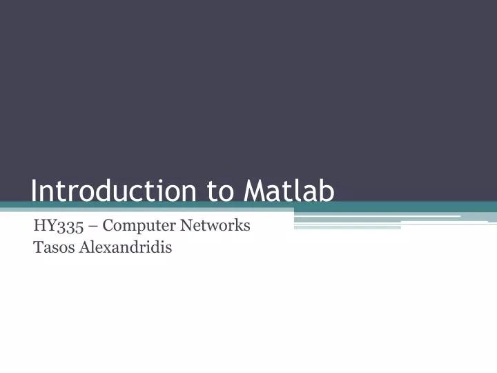 introduction to matlab