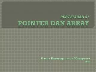 pertemuan 0 7 pointer dan array