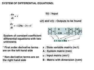 SYSTEM OF DIFFERENTIAL EQUATIONS: