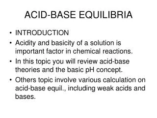 ACID-BASE EQUILIBRIA