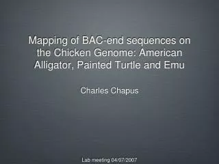 Mapping of BAC-end sequences on the Chicken Genome: American Alligator, Painted Turtle and Emu