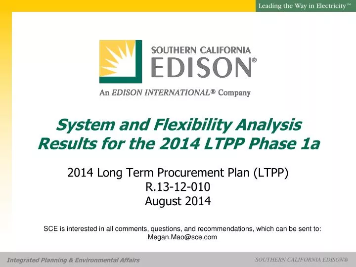 system and flexibility analysis results for the 2014 ltpp phase 1a