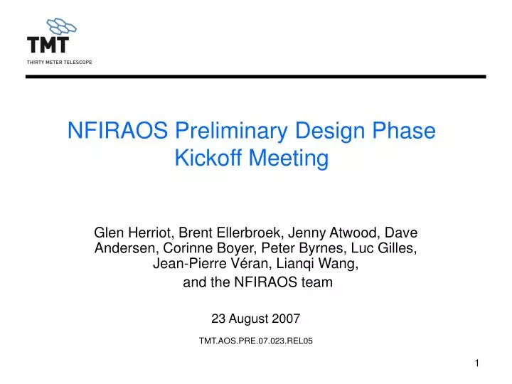nfiraos preliminary design phase kickoff meeting