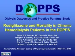 Rosiglitazone and Mortality in Chronic Hemodialysis Patients in the DOPPS