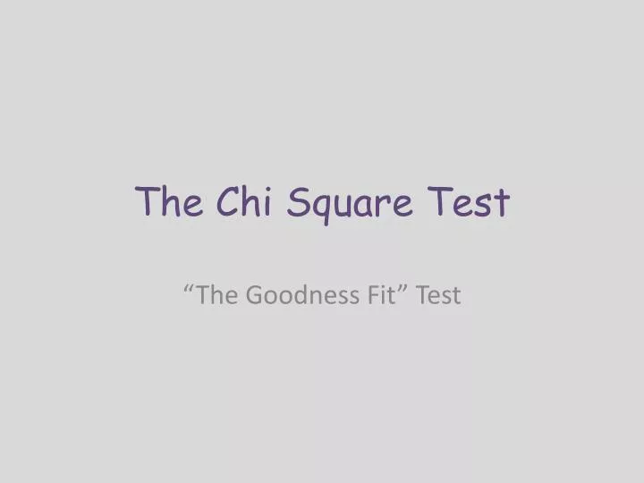 the chi square test