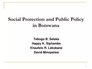 Social Protection and Public Policy in Botswana
