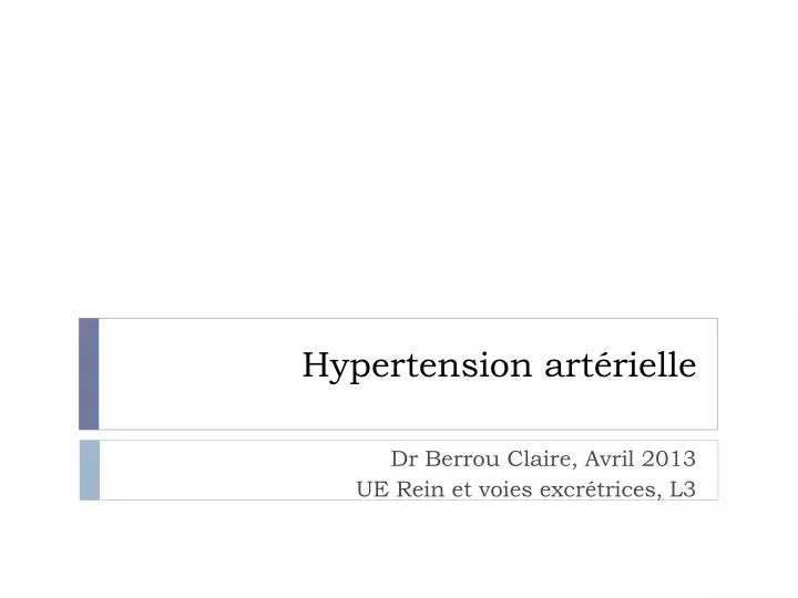hypertension art rielle