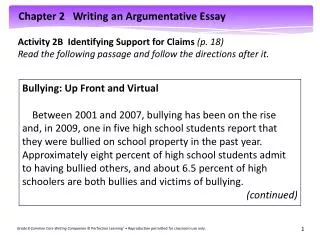 Activity 2B Identifying Support for Claims (p. 18)