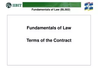 Fundamentals of Law Terms of the Contract