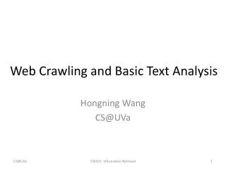 Web Crawling and Basic Text Analysis