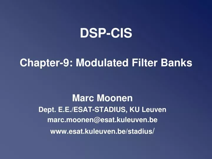 dsp cis chapter 9 modulated filter banks