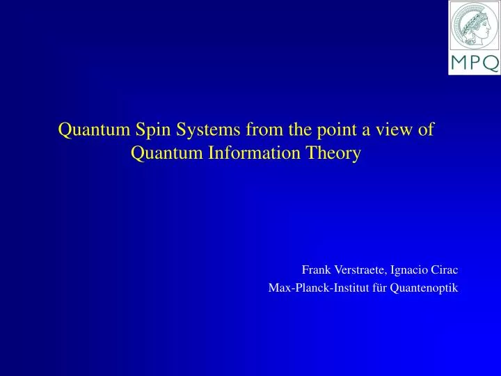 quantum spin systems from the point a view of quantum information theory