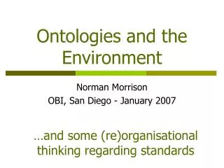 Ontologies and the Environment
