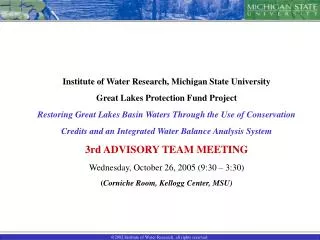 Principal Investigators Dr. Jon F. Bartholic The Institute of Water Research &amp;
