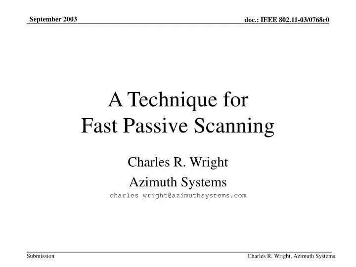 a technique for fast passive scanning