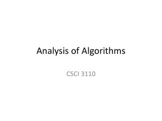 Analysis of Algorithms