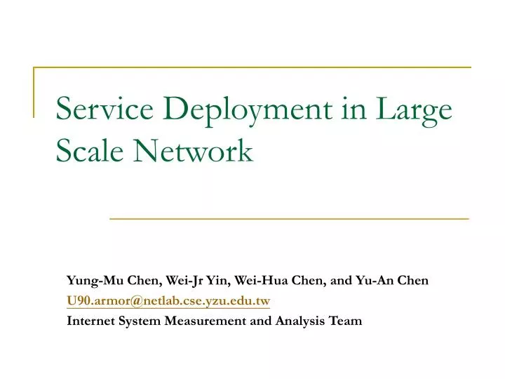 service deployment in large scale network