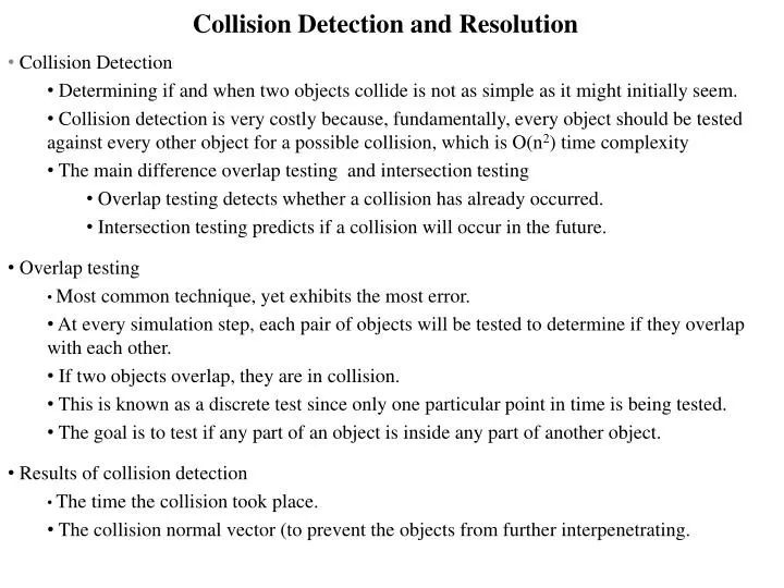 collision detection and resolution