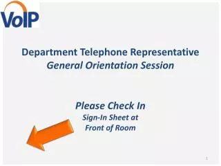 Department Telephone Representative General Orientation Session
