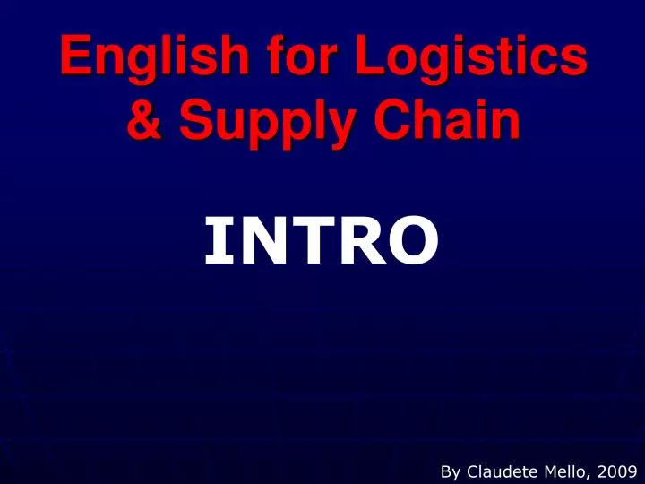 english for logistics supply chain