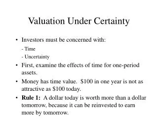 Valuation Under Certainty