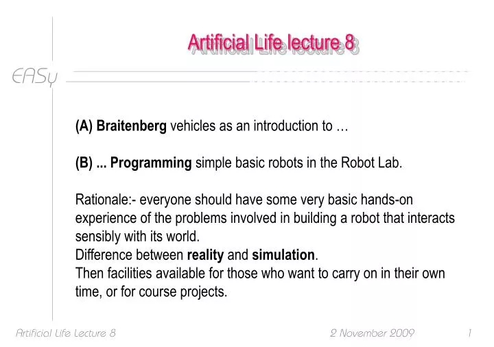 artificial life lecture 8