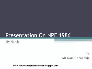 Presentation On NPE 1986