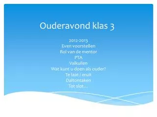 ouderavond klas 3