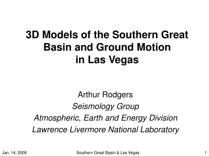 3d models of the southern great basin and ground motion in las vegas