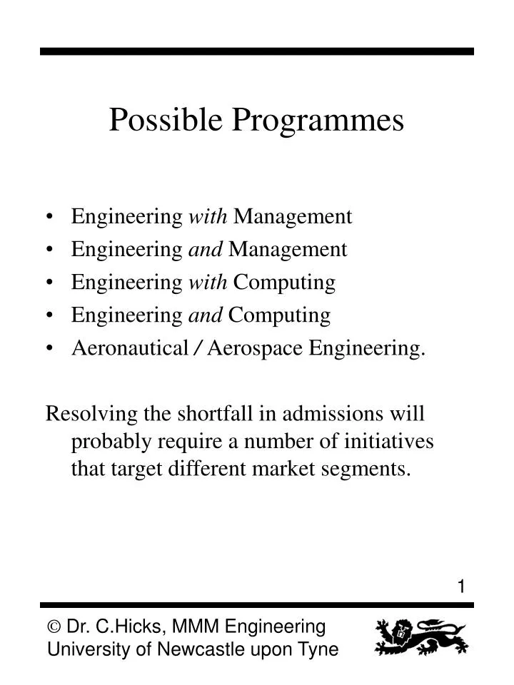 possible programmes