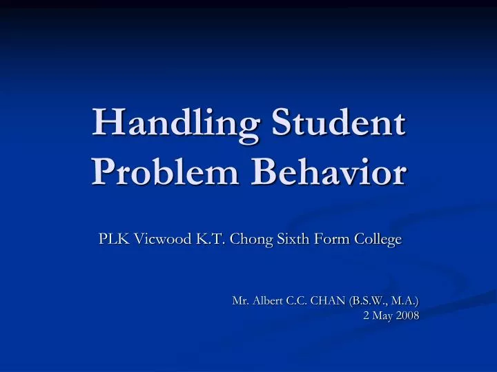 handling student problem behavior
