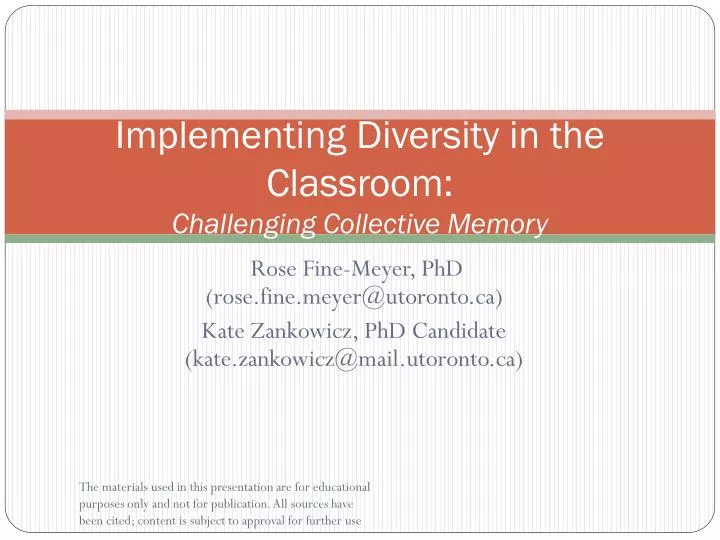 implementing diversity in the classroom challenging collective memory