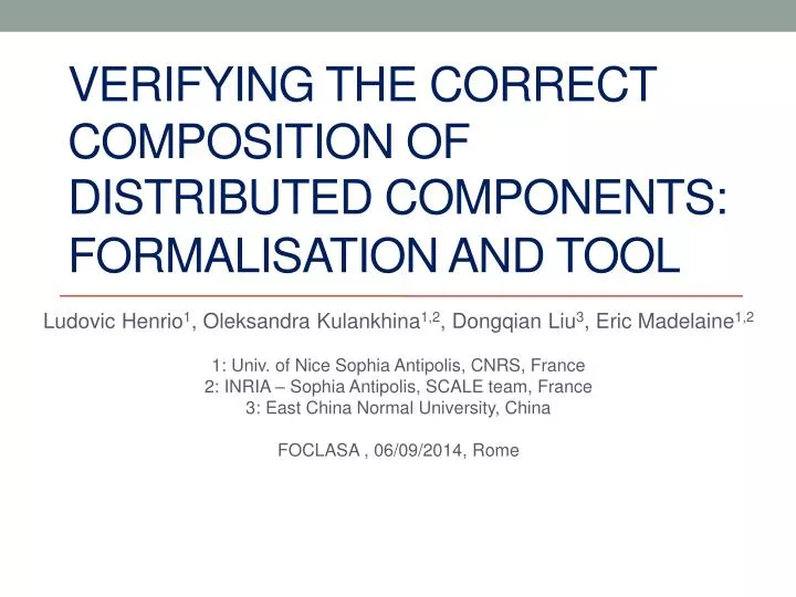 verifying the correct composition of distributed components formalisation and tool