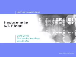 Introduction to the NJE/IP Bridge
