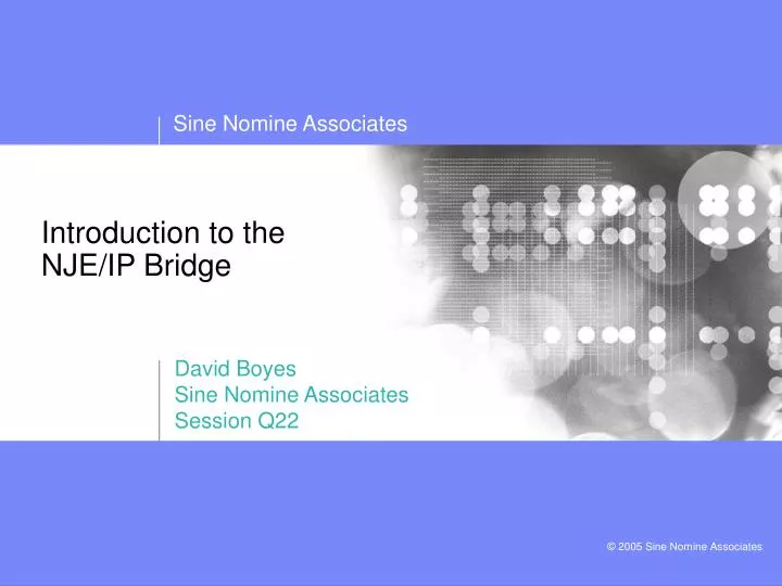 introduction to the nje ip bridge