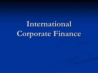 International Corporate Finance